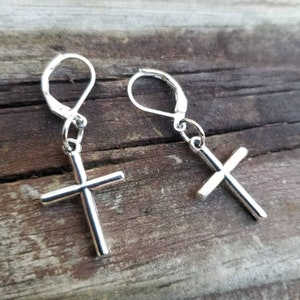 Cross Earrings, Silver Cross Jewelry, Cross Dangle Earrings, Cross Accessories, Edgy, Rocker, Crucifix, Religion, Faith, Minimalist, Unisex