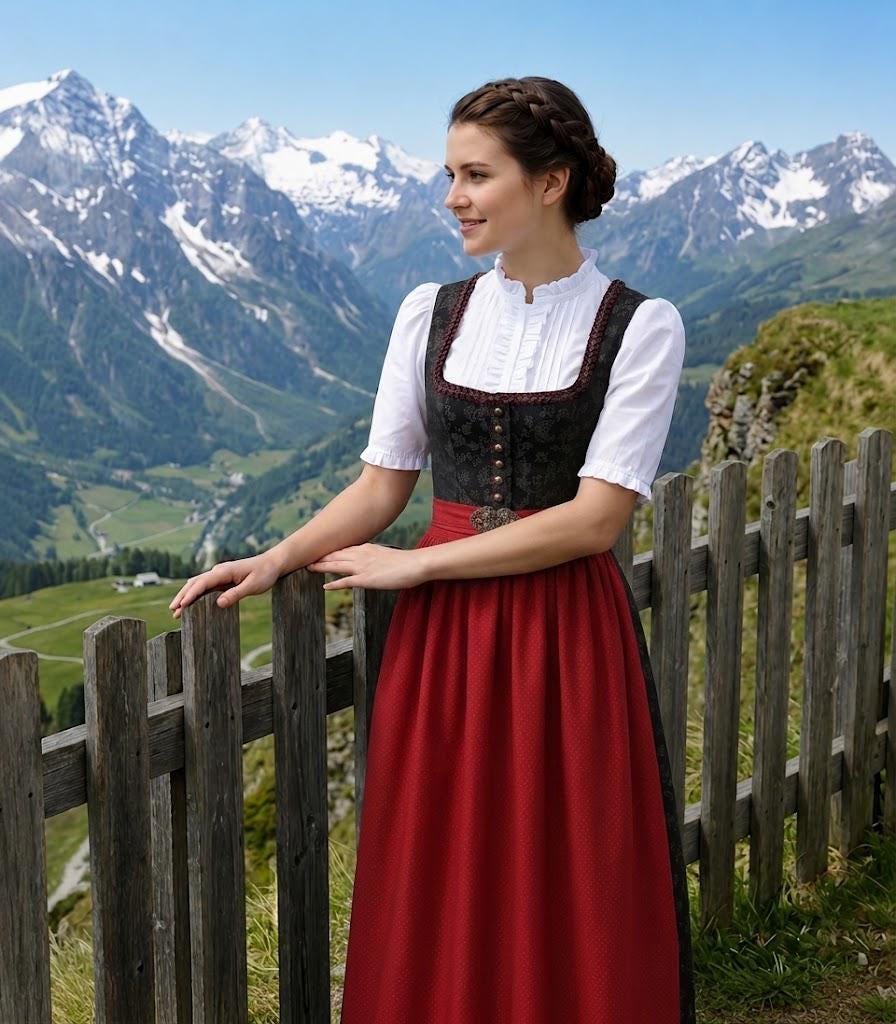 Red Dirndl Austrian - Etsy