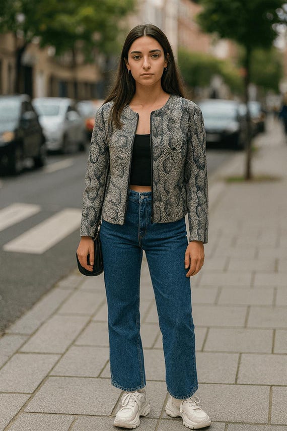 90s Python Print Zip-Up Jacket: Vintage Lightweig… - image 1