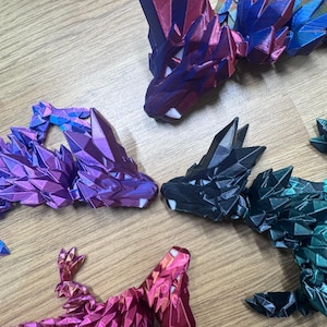 Crystal Dragon - 3D Printed Dragon - Articulated Dragon - Gift - 3D Dragon - 3D Printing - Fidget Toy - Crystal Gem Dragon - 3D Toy