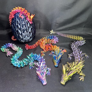 Crystal Dragon - 3D Printed Dragon - Articulated Dragon - Gift - 3D Dragon - 3D Printing - Fidget Toy - Crystal Gem Dragon - 3D Toy