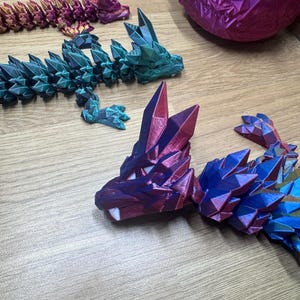 Jouet articulé flexible imprimé en 3D avec dragon et oeuf, jouet flexible dragon en cristal imprimé en 3D Flexi Dragon