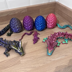 Jouet articulé flexible imprimé en 3D avec dragon et oeuf, jouet flexible dragon en cristal imprimé en 3D Flexi Dragon