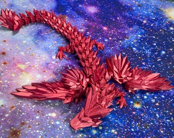 Crystal Wing Dragon - 3D Printed Dragon - Articulated Dragon - Gift - 3D Dragon - 3D Printing - Fidget Toy - Articulated Crystal Wing Dragon