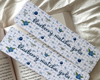 Bosbessen Matcha Meisjesboekenlegger, Matcha Boekenlegger, Meisjesachtige Boekenlegger, Boekenaccessoires, Boekenliefhebbers, Cadeaus voor Lezers