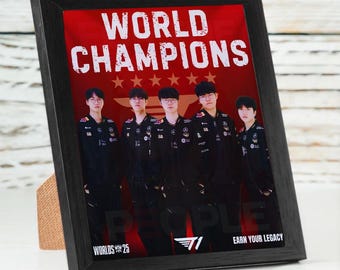 T1 Worlds 2025 Champions Picture Frame | League of Legends Home Decor | T1 Team | Gift for LOL Fans