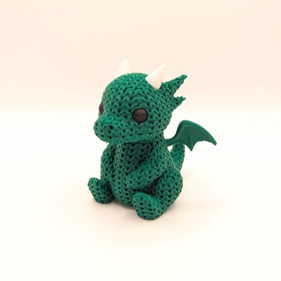 Cute Green Dragon Toy - Crochet-Style Baby Dragon Figurine - Fantasy Nursery Decor - Kids' Magical Creature Gift - Party Bag Favour