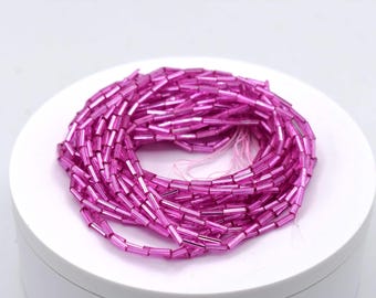 6mm Bugle Bead (vintage) - Pink (dyed)