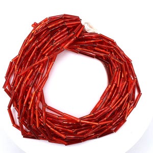 11mm Bugle Bead (vintage) - Medium Red