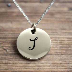 Personalized Silver Disc Necklace - Custom Engraved Stainless Steel Pendant - Minimalist Jewelry Gift for Women - Custom Name Necklace