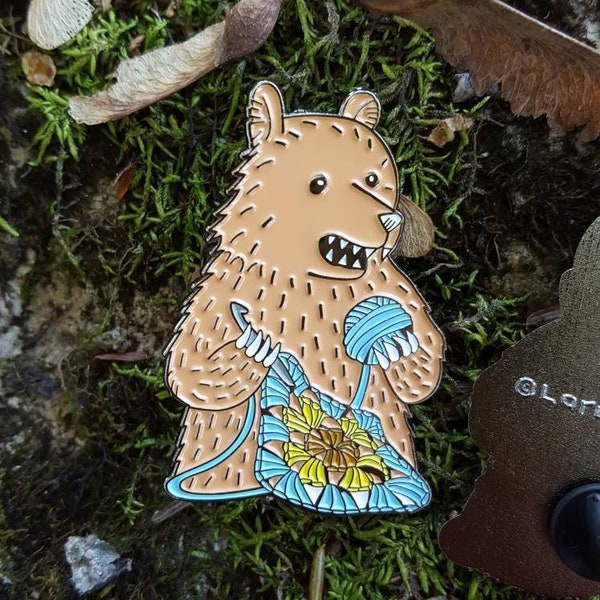 Granny Bear - Enamel Pin by Lora Shelley 2"