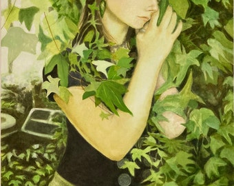 Ivy - Original Painting - Oil on Paper mounted on canvas - by Lora Shelley