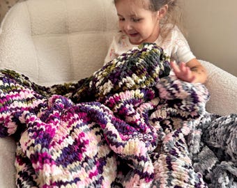 Beginner Knit Throw Pattern | Easy Striped Blanket (PDF Pattern)
