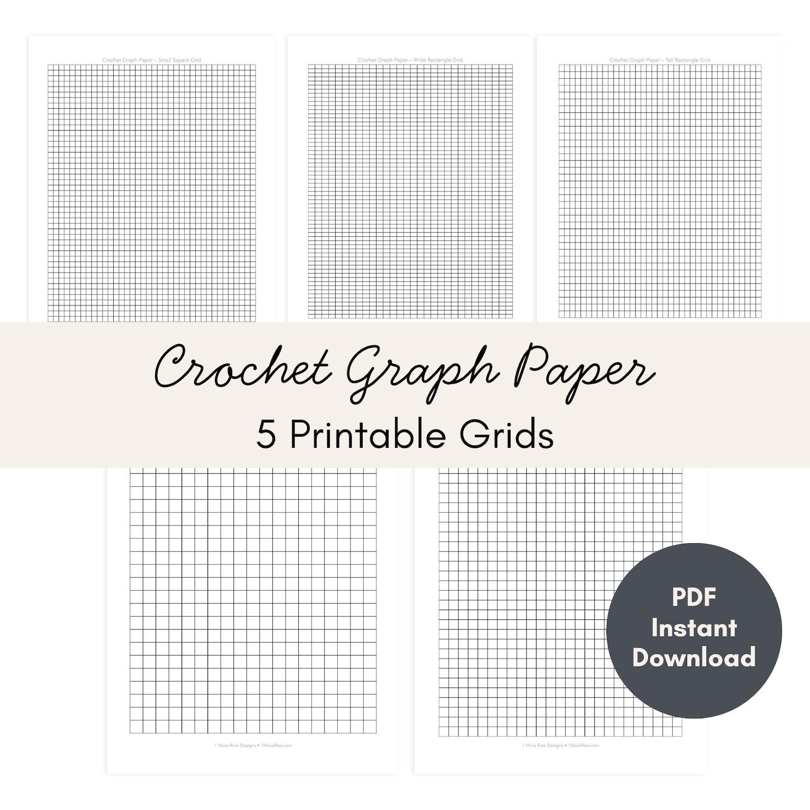 Crochet Graph Paper Printable Set | 5 Grid Styles | Crochet Chart ...