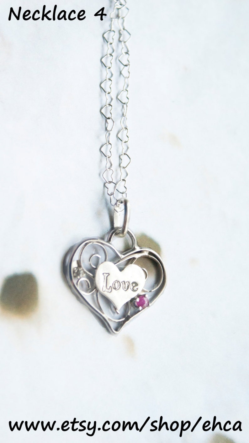 Sterling Silver Heart Love Necklace Etsy