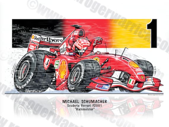 Ferrari Michael Schumacher ウィンドブレーカー Michael Schumacher - 2001 Ferrari Car-toon - Etsy