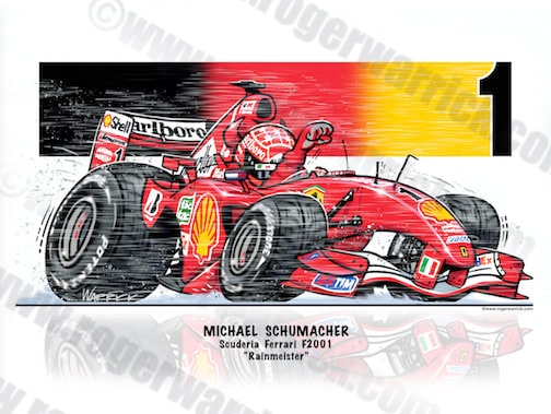 Michael Schumacher - 2001 Ferrari Car-toon - Etsy