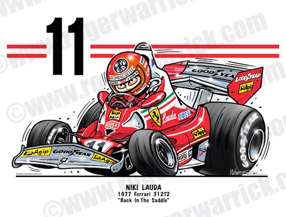 Niki Lauda - 1977 Ferrari 312T2 Car-toon - Etsy