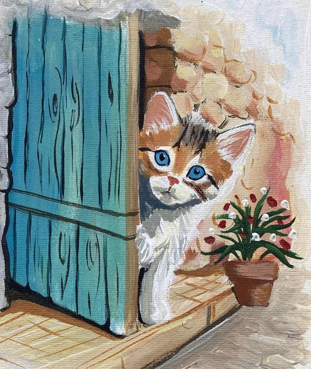 絵画　仔猫 楽天市場】油彩画 SM号 絵画 仔猫・2 星野歩 手描き 額付き 油絵 肉筆