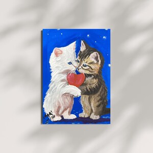 Art mignon d'amour de chaton sur la toile (10 x 6 pouces)