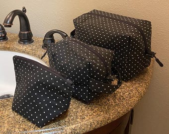 Handmade Cotton Makeup Bag: Boxy Cosmetic & Toiletry Organizer