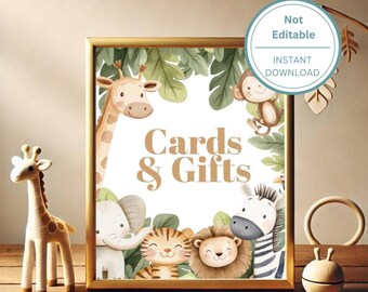 Safari Baby Shower - Cards & Gifts 8x10 Sign - Printable, Instant Download