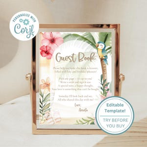 Jimmy Buffet Margaritaville Themed First Birthday Party 8x10 Guest Book Sign Template - Printable/Editable, Instant Download