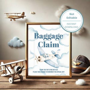 Cartello per il ritiro bagagli per baby shower in aereo 8x10 - stampabile, download immediato
