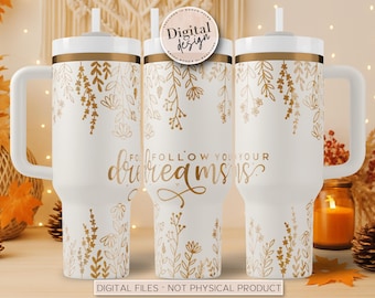 Positive Affirmation Tumbler PNG, 40oz Laser Tumbler Wrap, Positive Affirmation PNG, Wildflower Designs