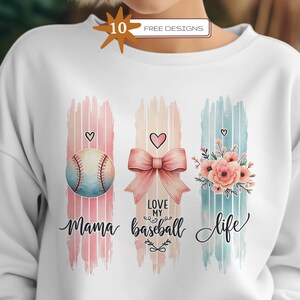 Baseball Mama PNG | Pinselstriche Design für Shirts, Taschen & Becher | Perfektes Geschenk für Team Mütter