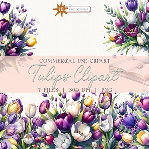 Tulp Clipart Garland Clipart bloemenboeketten PNG-bestanden voor het maken van uitnodigingen en decor sublimatie Clipart PNG-set digitale download