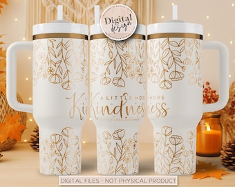Positive Affirmations PNG, 40oz Laser Engraved, Wildflower Designs, Motivational Quote SVG