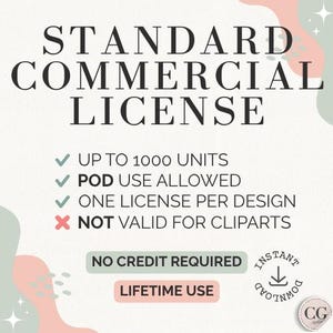 Kommerzielle Standardlizenz für digitale Designs, Add-On zur einmaligen Nutzung für begrenzte kommerzielle Nutzung, Druck- und Ladenlizenz