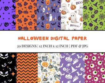 Spooky Halloween Digital Paper | Scrapbook Backgrounds (PDF & JPG)