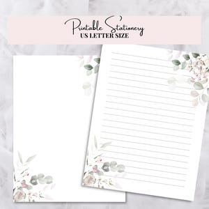 Floral Printable Stationery: Lined & Unlined US Letter (Digital Download)