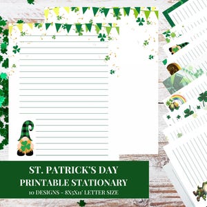 St. Patrick&#39;s Day Printable Stationery: 10-Design Paper Bundle (Digital Download)
