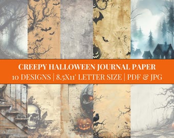 Creepy Halloween Journal Paper: Spooky Junk Journal Pages (PDF & JPG Digital Download)