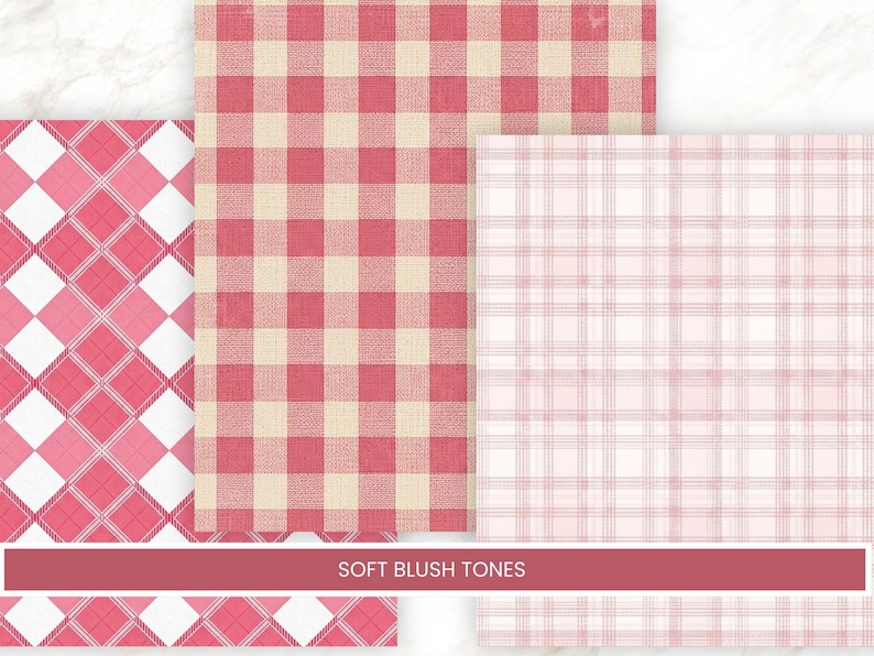 Pink Paper Layout Pattern Pink Plaid Digital Paper, 24 Printable Scrapbook Papers, Pink Checkered ...