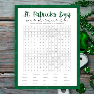 St. Patrick&#39;s Day Word Search: Printable Party Game (Digital Download)