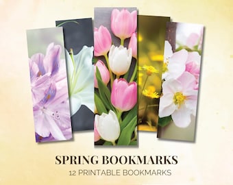 Floral Spring Bookmarks: Printable Book Lover Gift (Digital Download)