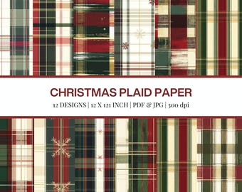 ヴィンテージクリスマスの赤いチェック柄のジャンクジャーナルページ