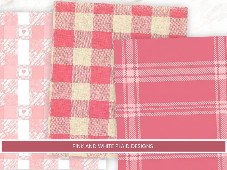 Pink Paper Layout Pattern Pink Plaid Digital Paper, 24 Printable Scrapbook Papers, Pink Checkered ...