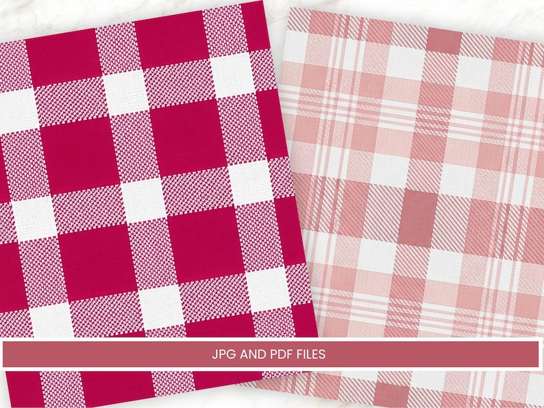Pink Paper Layout Pattern Pink Plaid Digital Paper, 24 Printable Scrapbook Papers, Pink Checkered ...