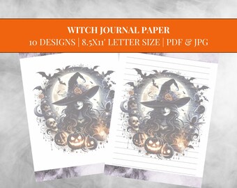 Witch Journal Paper: Printable Stationery, Scrapbook Pages (Digital Download)