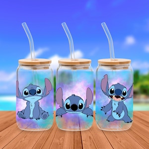 Libbey Wrap Stitch Glitter 16oz Libbey Glass Can Png Design For Sublimation Ohana Vibes Digital Download Png