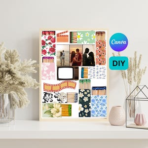 Editable Matchbook Poster Template Blank Matchbook Template  Digital Download Neutral Flowers  Minimalist Printable Decor