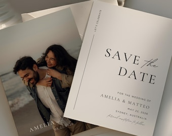 Save The Date Card | Editable Canva Template | Save The Date with Photo Template | Wedding Announcement | Elegant & Modern Save The Date