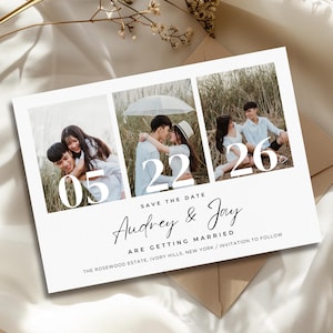 Save The Date Photo Collage Template | Editable Canva Template | Invitation Template | Save The Date Wedding Invite | Wedding Announcement