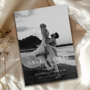 Save The Date Card | Editable Canva Template | Photo Wedding Announcement | Save The Date Photo Invitation | Printable Wedding Card Invite