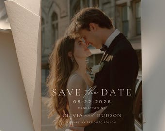 Save The Date-kaart | Bewerkbare canvassjabloon | Fotohuwelijksaankondiging | Save The Date-foto-uitnodiging | Afdrukbare trouwkaartuitnodiging